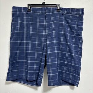 Nike Golf Men's Blue Plaid Golf Shorts Athletic Size 42 Dri-Fit Flat Front